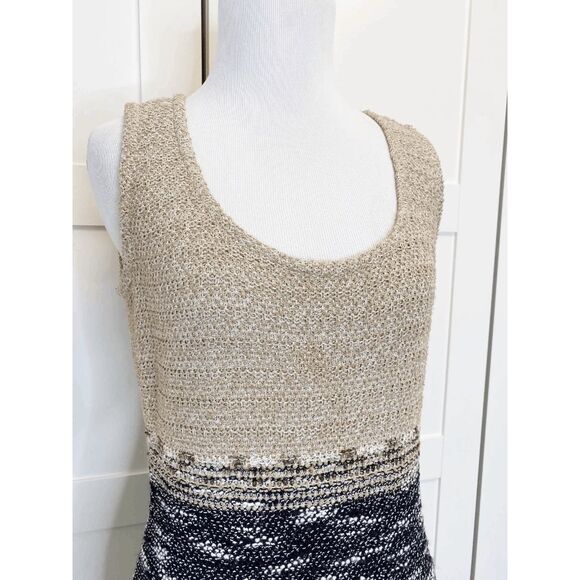 St John Couture Boucle Knit Sleeveless Dress Brown Black 4 Color Block - Picture 5 of 6
